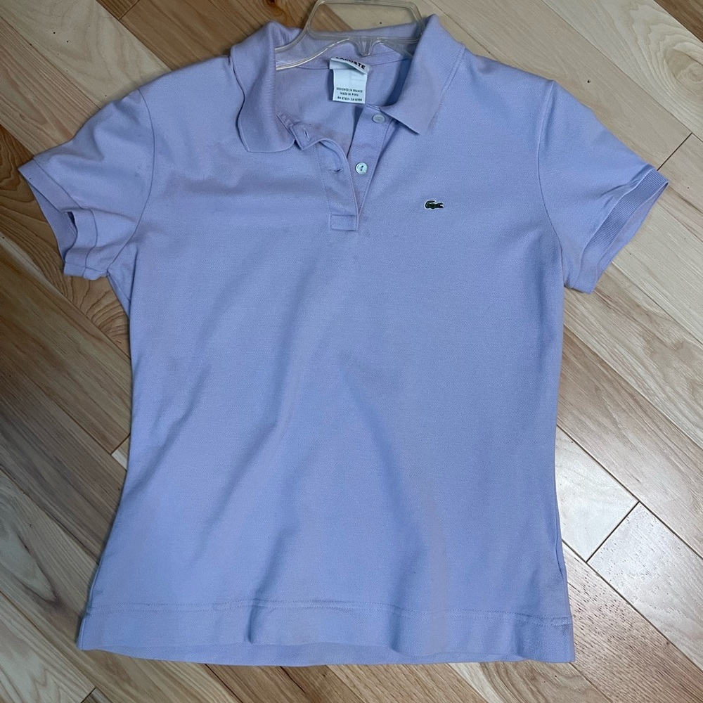 Lacoste light lavendar slightly fitted and flattering polo